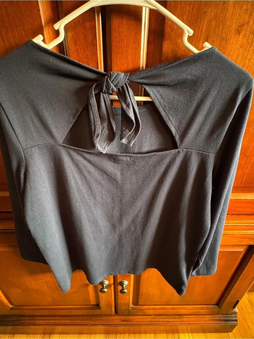J. Crew Black Long Sleeve Tie-Back Top